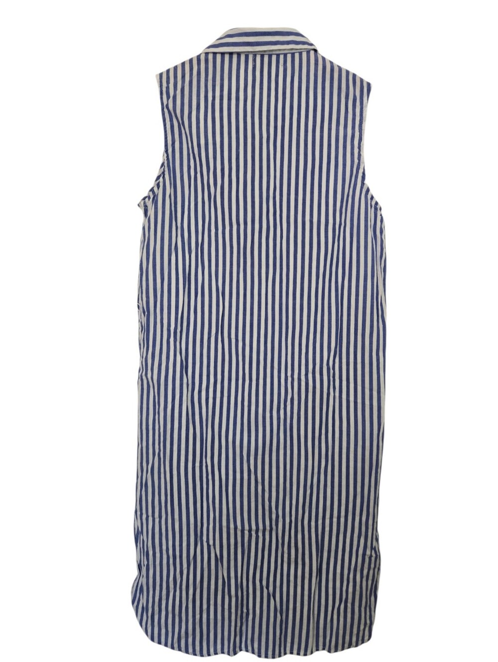 💙 Poof New York Blue & White Striped Sleeveless Shirt Dress | Button Front | Si - Picture 3 of 5